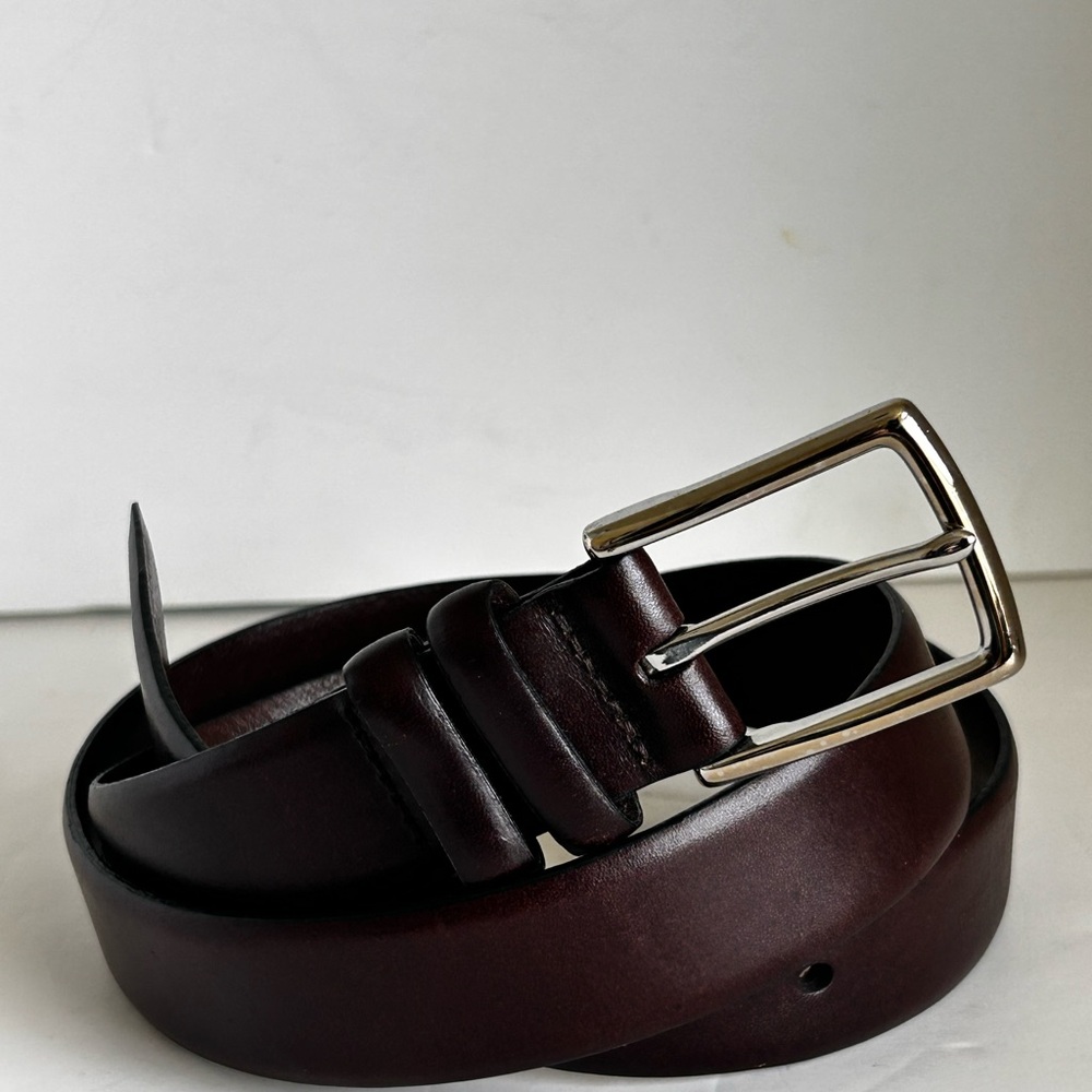 Ralph Lauren Brown Leather Belt with Silver Buckle